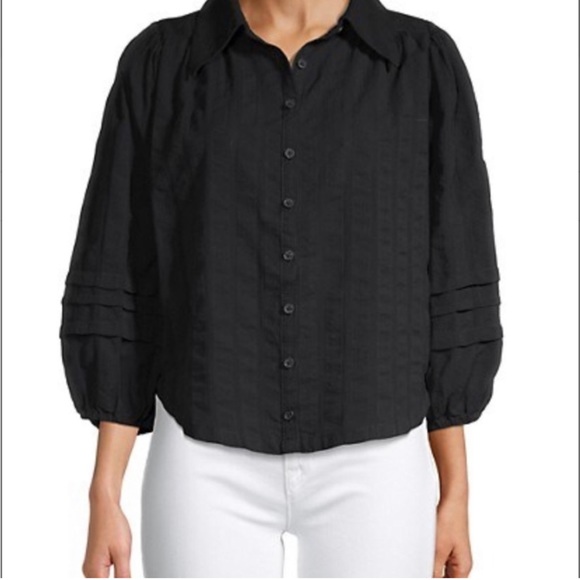 Free People Tops - Free people black happy days peasant blouse